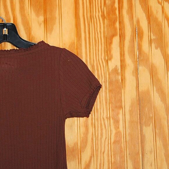 NWT PacSun Ribbed Button Front Crop Top – Size S – Brown – Cotton Blend - Picture 9 of 10